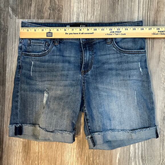 Kut from the Kloth Denim Shorts Jorts Women’s 8 Medium Wash Rolled Hem High Rise - Picture 3 of 7